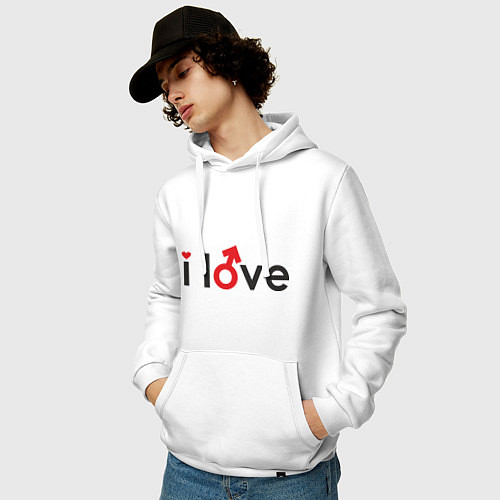 Мужская толстовка-худи I love: boy / Белый – фото 3