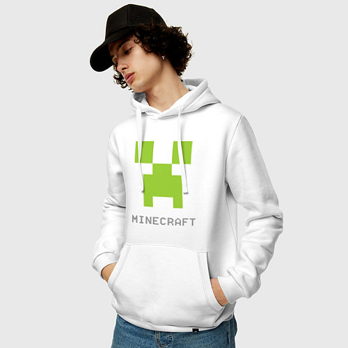 Мужская толстовка-худи Minecraft logo grey / Белый – фото 3