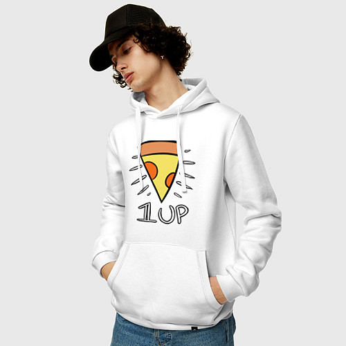 Мужская толстовка-худи Pizza Life 1UP / Белый – фото 3