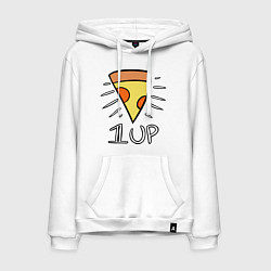 Толстовка-худи хлопковая мужская Pizza Life 1UP, цвет: белый