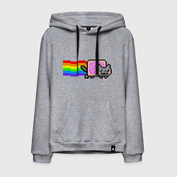 Толстовка-худи хлопковая мужская Nyan Cat, цвет: меланж