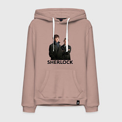 Толстовка-худи хлопковая мужская Sherlock, цвет: пыльно-розовый