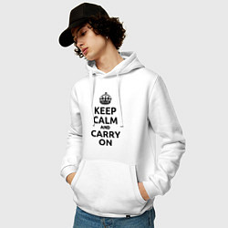 Толстовка-худи хлопковая мужская Keep Calm & Carry On, цвет: белый — фото 2