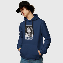 Толстовка-худи хлопковая мужская Lil Peep: White Style, цвет: тёмно-синий — фото 2