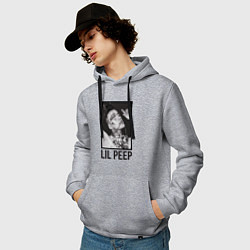 Толстовка-худи хлопковая мужская Lil Peep: Black Style, цвет: меланж — фото 2