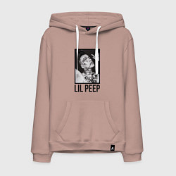 Толстовка-худи хлопковая мужская Lil Peep: Black Style, цвет: пыльно-розовый