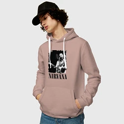 Толстовка-худи хлопковая мужская Black Nirvana, цвет: пыльно-розовый — фото 2