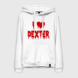 Толстовка-худи хлопковая мужская I love Dexter, цвет: белый