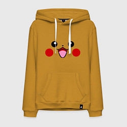 Толстовка-худи хлопковая мужская Happy Pikachu, цвет: горчичный