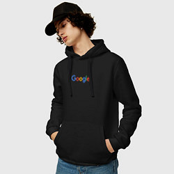 Толстовка-худи хлопковая мужская Google, цвет: черный — фото 2
