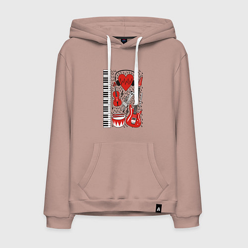 Мужская толстовка-худи Истинный меломан / Пыльно-розовый – фото 1