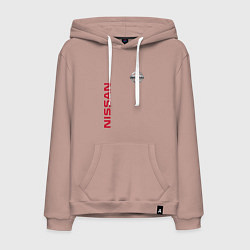 Толстовка-худи хлопковая мужская Nissan Style, цвет: пыльно-розовый