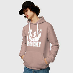 Толстовка-худи хлопковая мужская Rocky Balboa, цвет: пыльно-розовый — фото 2