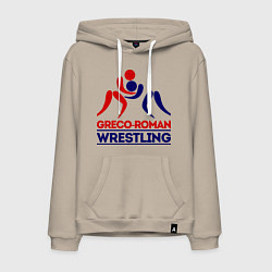 Толстовка-худи хлопковая мужская Greco-roman wrestling, цвет: миндальный