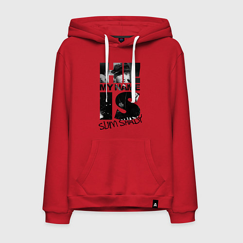 Мужская толстовка-худи My name is slim shady / Красный – фото 1