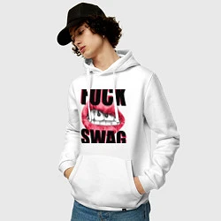 Толстовка-худи хлопковая мужская Fucking SWAG, цвет: белый — фото 2