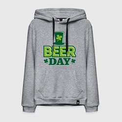 Толстовка-худи хлопковая мужская Beer day, цвет: меланж