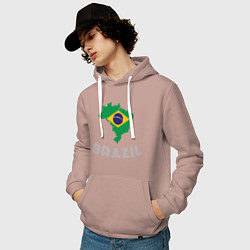 Толстовка-худи хлопковая мужская Brazil Country, цвет: пыльно-розовый — фото 2