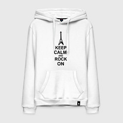 Толстовка-худи хлопковая мужская Keep Calm & Rock On, цвет: белый