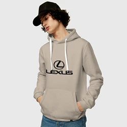 Толстовка-худи хлопковая мужская Lexus logo, цвет: миндальный — фото 2