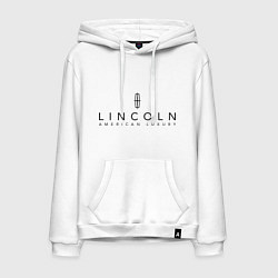 Толстовка-худи хлопковая мужская Lincoln logo, цвет: белый