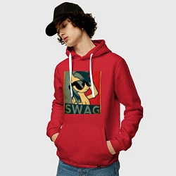 Толстовка-худи хлопковая мужская SWAG Pony, цвет: красный — фото 2