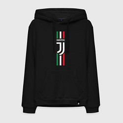 Толстовка-худи хлопковая мужская FC Juventus: Italy, цвет: черный
