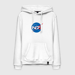 Толстовка-худи хлопковая мужская NASA N7, цвет: белый