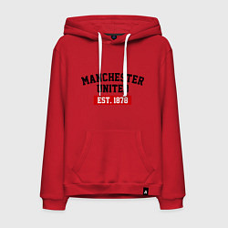 Толстовка-худи хлопковая мужская FC Manchester United Est. 1878, цвет: красный