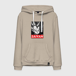 Толстовка-худи хлопковая мужская SAIYAN OBEY, цвет: миндальный