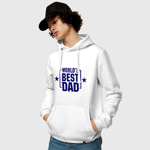 Мужская толстовка-худи Worlds best dad / Белый – фото 3