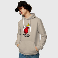 Толстовка-худи хлопковая мужская Miami Heat-logo, цвет: миндальный — фото 2