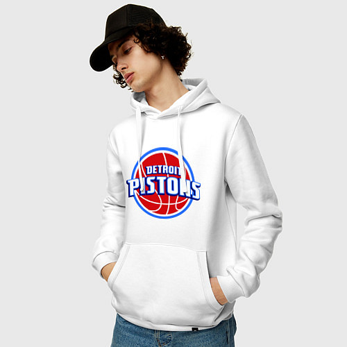 Мужская толстовка-худи Detroit Pistons - logo / Белый – фото 3