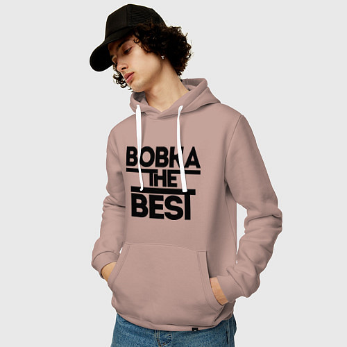 Мужская толстовка-худи Вовка the best / Пыльно-розовый – фото 3