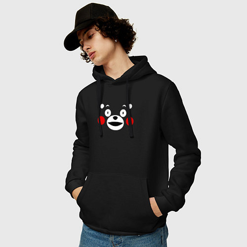 Мужская толстовка-худи Kumamon Face / Черный – фото 3