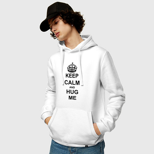 Мужская толстовка-худи Keep Calm & Hug Mе / Белый – фото 3