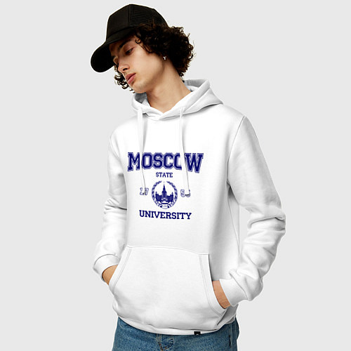 Мужская толстовка-худи MGU Moscow University / Белый – фото 3