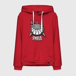 Толстовка-худи хлопковая мужская Shark Smile, цвет: красный
