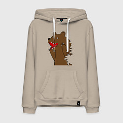 Толстовка-худи хлопковая мужская Медведь цензурный, цвет: миндальный