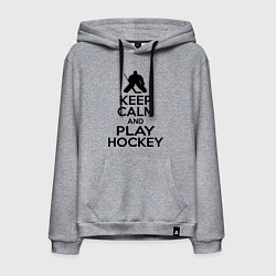 Толстовка-худи хлопковая мужская Keep Calm & Play Hockey, цвет: меланж