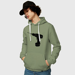 Толстовка-худи хлопковая мужская Она: перфоратор, цвет: авокадо — фото 2