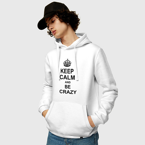 Мужская толстовка-худи Keep Calm & Be Crazy / Белый – фото 3