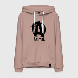 Толстовка-худи хлопковая мужская Animal Logo, цвет: пыльно-розовый