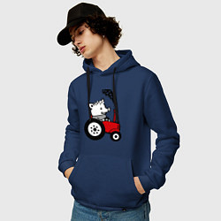Толстовка-худи хлопковая мужская Поросенок Петр, цвет: тёмно-синий — фото 2