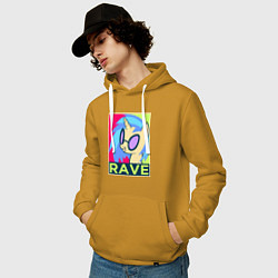 Толстовка-худи хлопковая мужская DJ Pon-3 RAVE, цвет: горчичный — фото 2