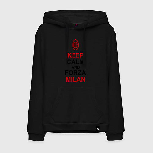 Мужская толстовка-худи Keep Calm & Forza Milan / Черный – фото 1