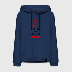 Толстовка-худи хлопковая мужская Keep Calm & Forza Milan, цвет: тёмно-синий
