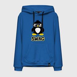 Толстовка-худи хлопковая мужская SWAG Penguin цвета синий — фото 1