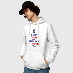 Толстовка-худи хлопковая мужская Keep Calm & Chelsea London fan цвета белый — фото 2