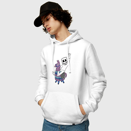 Мужская толстовка-худи Marshmello x Llama / Белый – фото 3